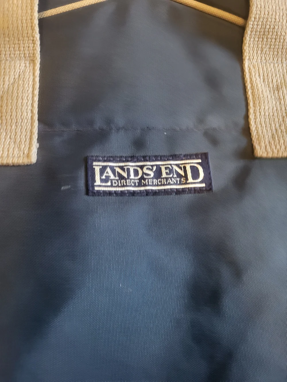 Land’s End Blue Garment Bag Travel Nylon Canvas Zip front ID Tag